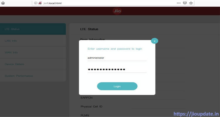 jiofi local html router admin login