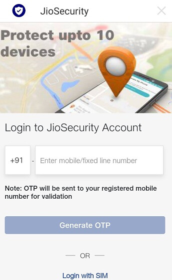 jiosecurity app login