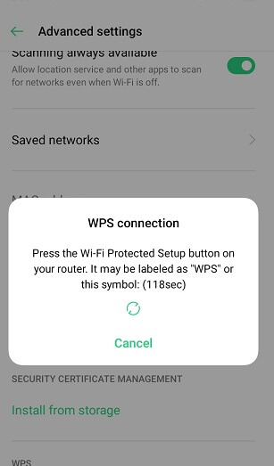 connect device with JioFi using WPS connection