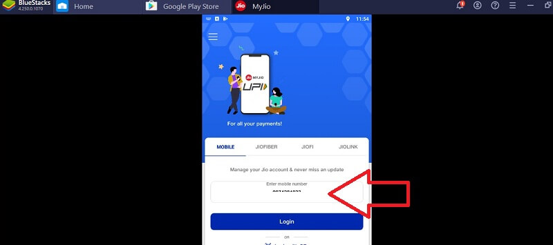 login with Jio mobile number